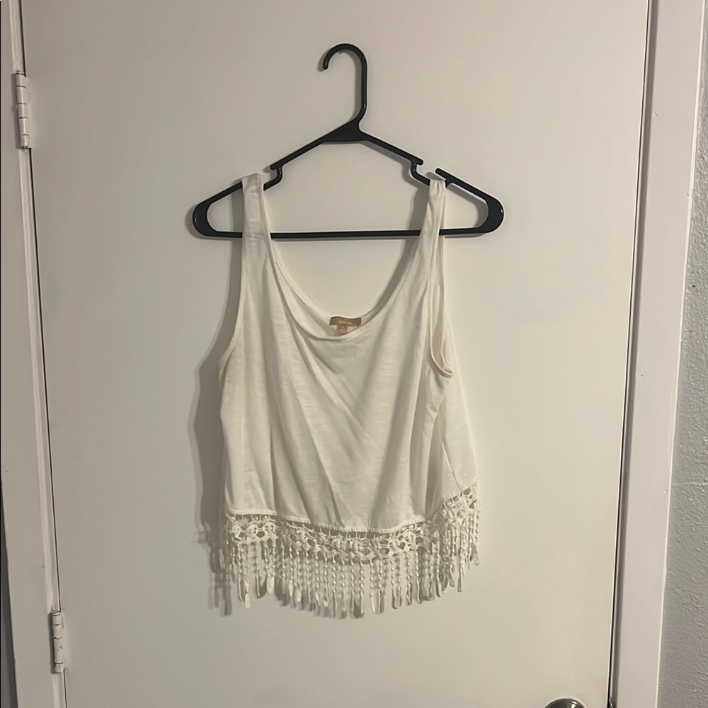 Takara White Sleeveless Embellished Crop Top